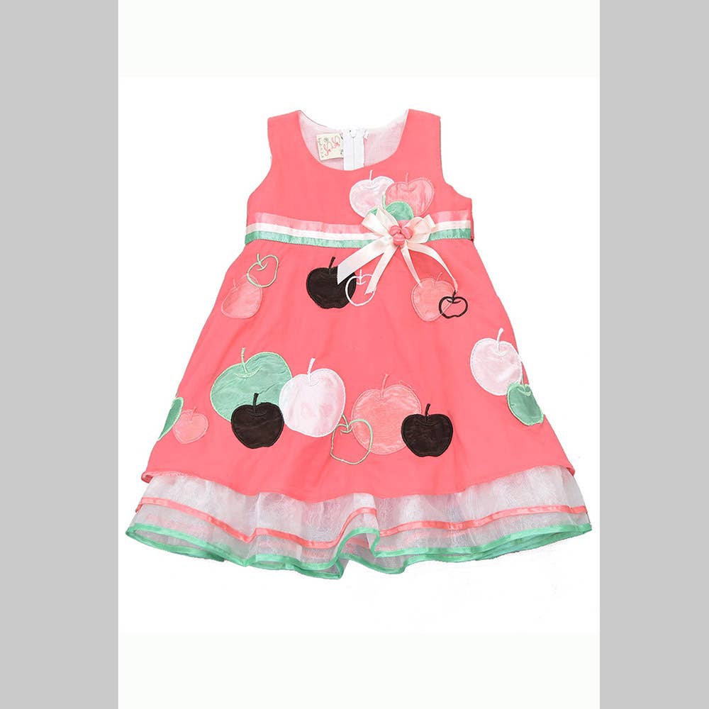 SISSYMINI - Wholesale Dress - Kids - Apple Applique Organza Ruffles Dress 878-2838