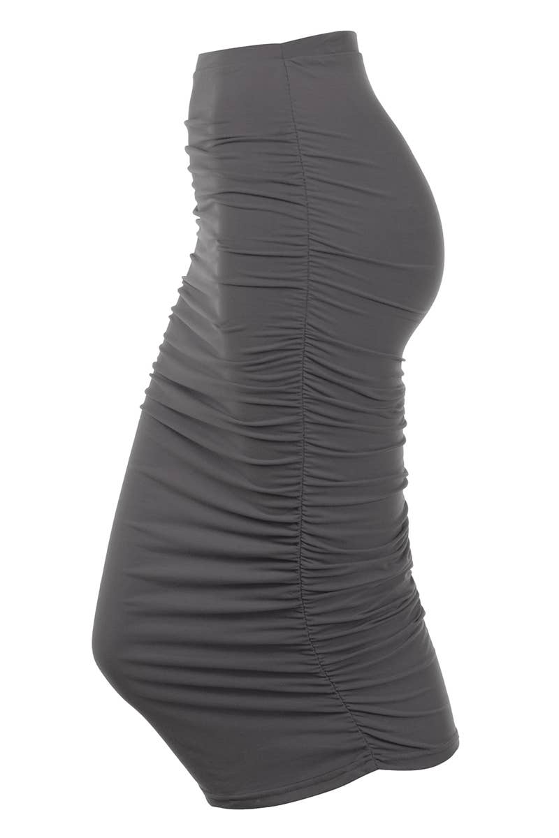 NINEXIS - Wholesale Skirt - Women's - CWBMS070_Slim Fit Ruched Long Pencil Skirt5