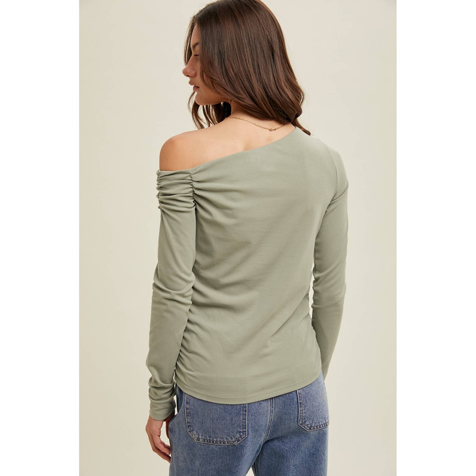 Wishlist Apparel – Großhandel Strickoberteil – Damen – GERIPPTES STRICKOBERTEIL MIT ASYMMETRISCHEM AUSSCHNITT/WL24-92187