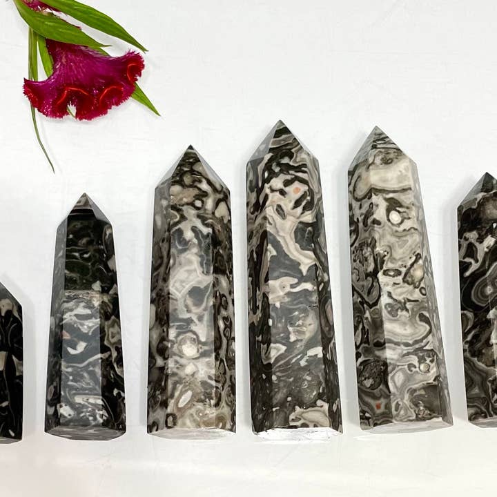 KayleeNYC - Wholesale Spiritual Stone/Crystal - Wholesale Lot 1 lb Natural Picasso Jasper Tower Obelisk Point Wand Crystal Energy Healing