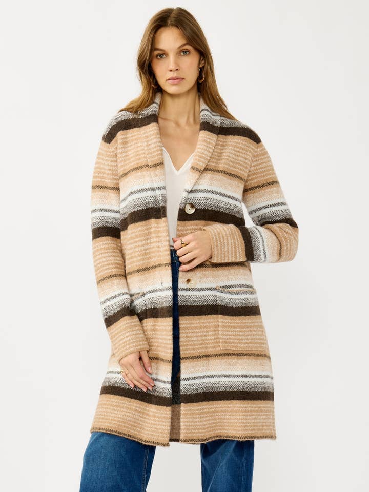 Striped Coatigan with Pockets for wholesale by Lovestitch