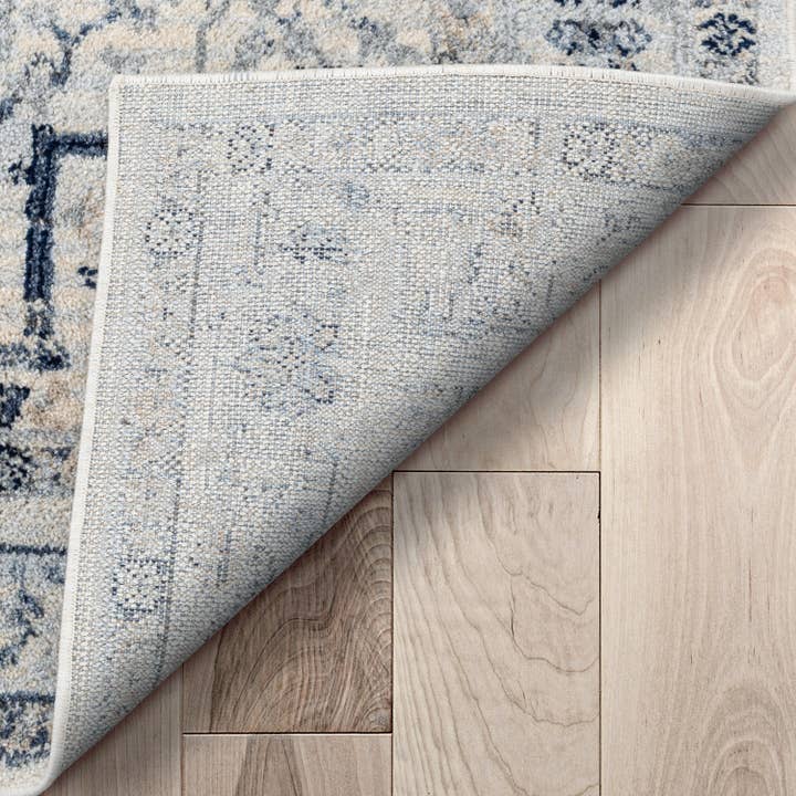 Well Woven - Wholesale Area Rug - Leon Medallion Ivory Blue Beige Rug For Living Room, Bedroom, and Dining Room4