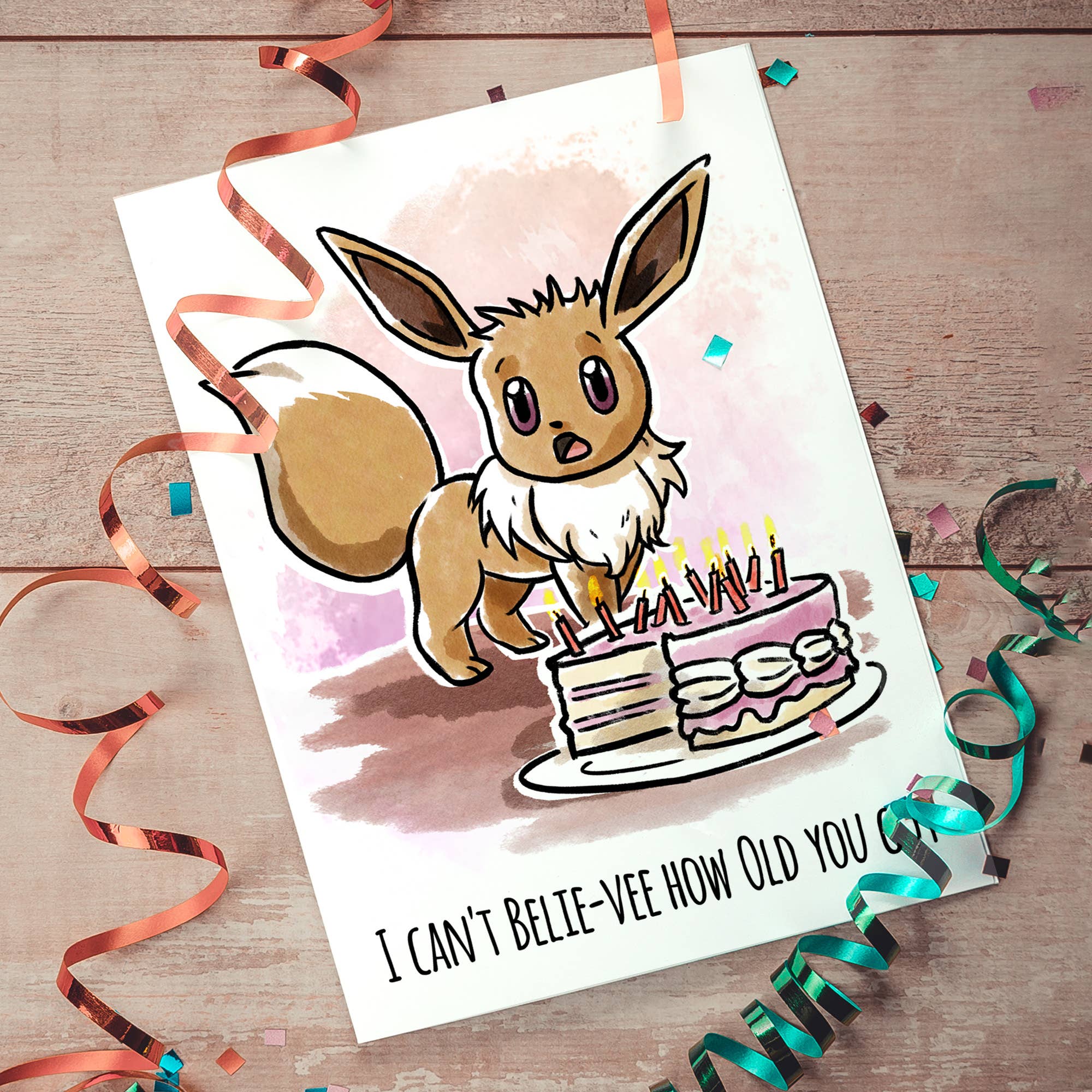 Biglietto di compleanno Pokémon Nerdy con scritta «Can't Bel-Eevee How Old»  in vendita all'ingrosso per il tuo negozio