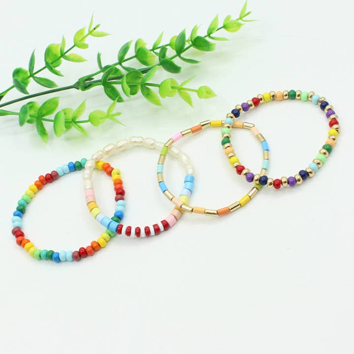 Rainbow Bamboo Pearl Enamel Beads Alloy Bracelet  S5P033 for wholesale by alberalkirk