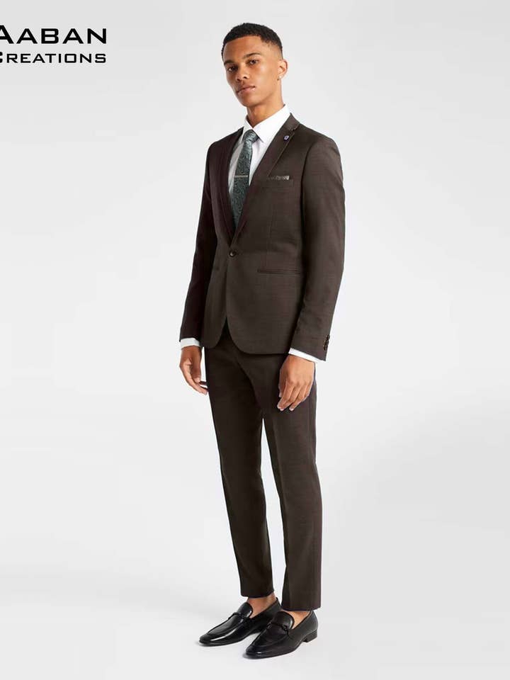 Congo Brown Men's 2-Piece Suit Custom Made For Business Suit for wholesale by Masculine MOoda