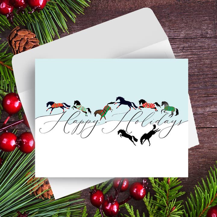 Horse Hollow Press - Wholesale Christmas Card - Horse Christmas Card / Canter Jump / Holiday Greeting Card