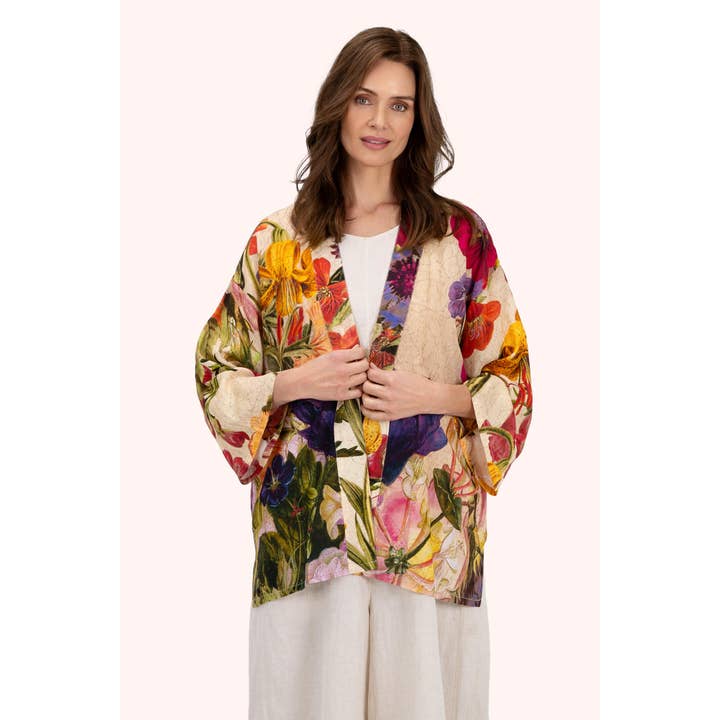Mid-Length Kimono - Cream Posy for wholesale by Powder Design inc - US
