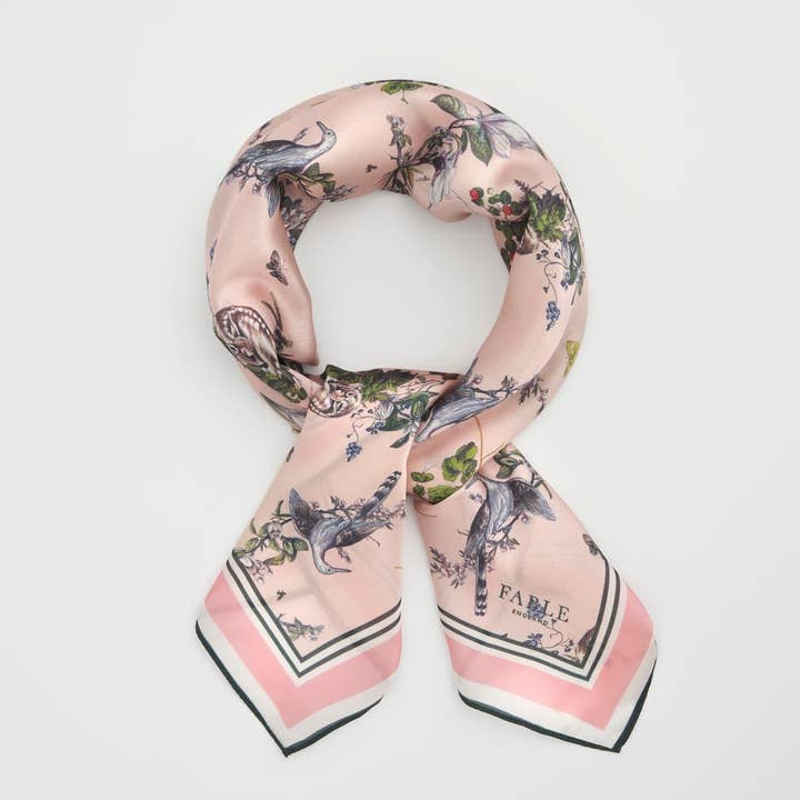 Fable England - Wholesale Scarf - Women's - FABLE Morning Song Peach Parfait Square Scarf