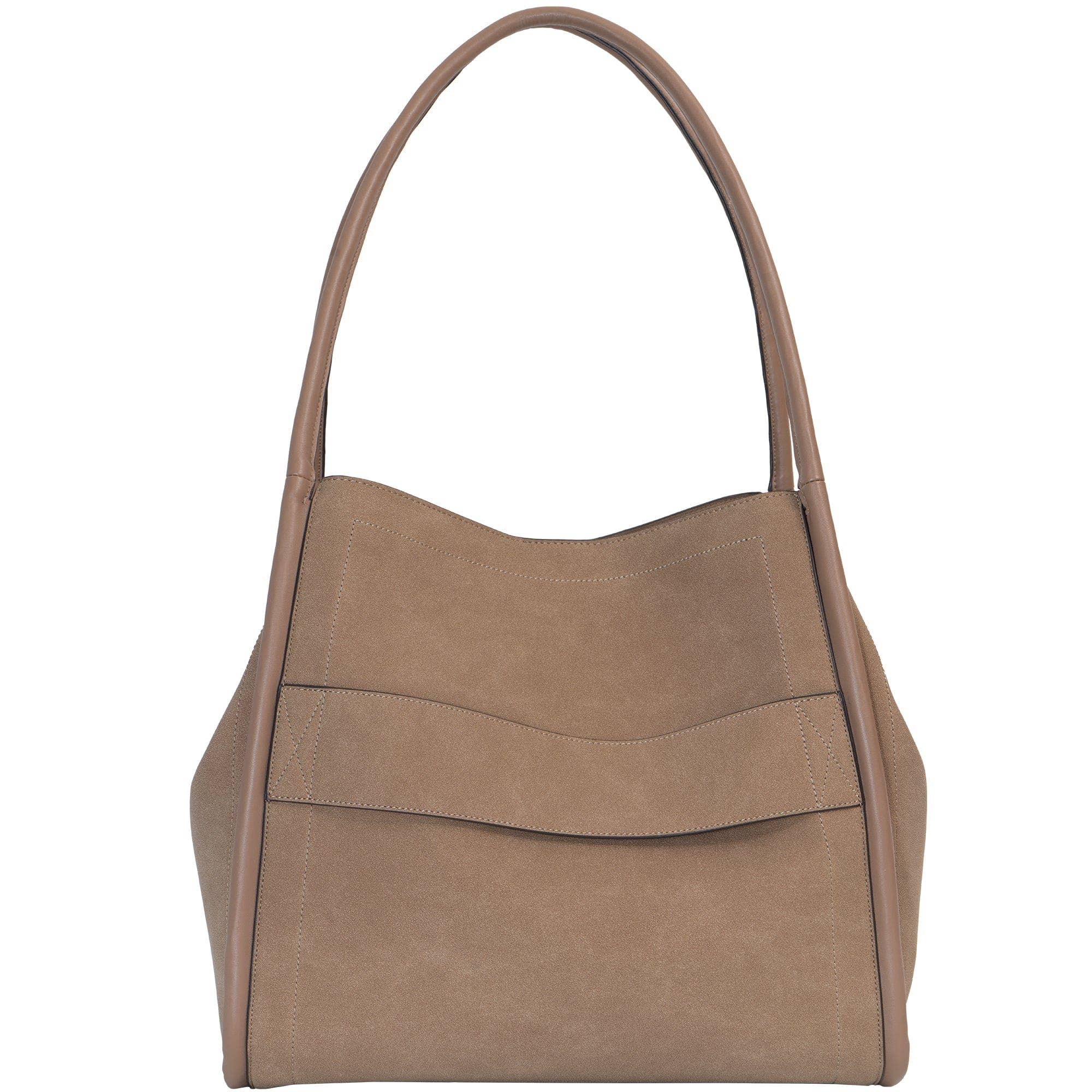  CAMEL Joan & David Double Handle Faux Suede Tote for wholesale on Faire2