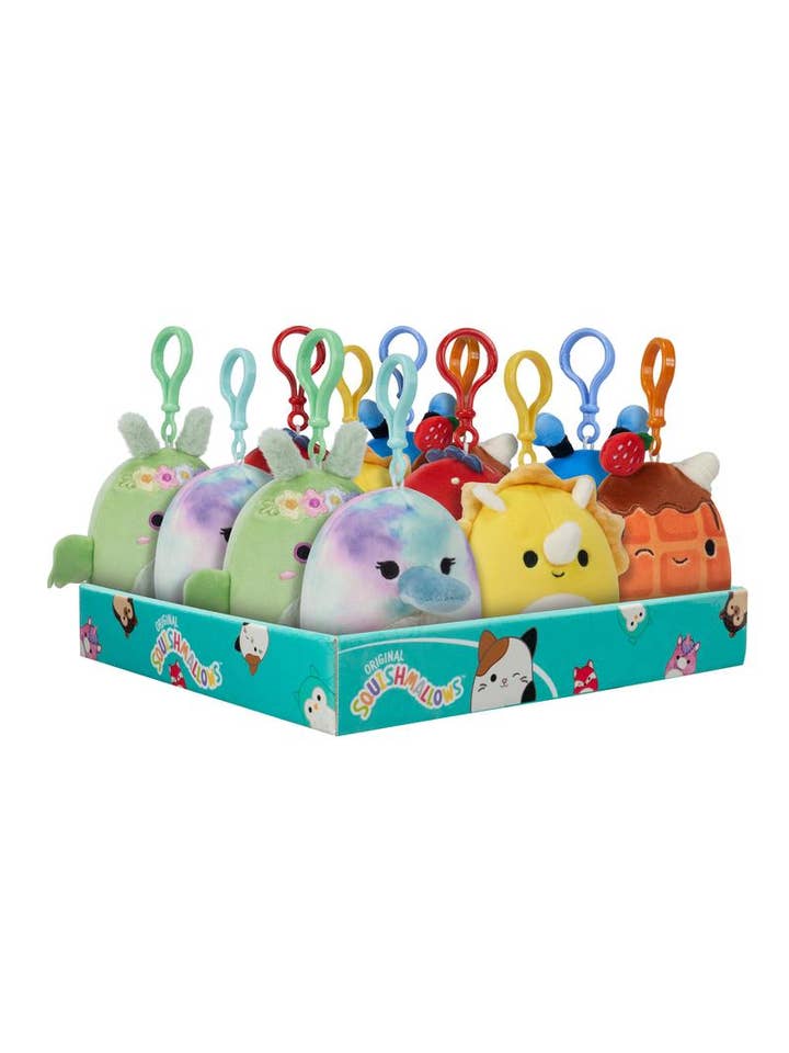 Squishmallows 3.5" Clip On Plush Asst in 12pc Display for wholesale by License 2 Play Toys