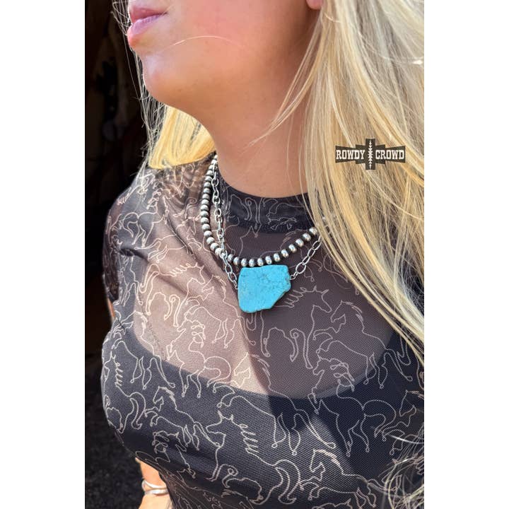Rowdy Crowd Clothing - Wholesale Pendant/Charm Necklace - Tulsa Turquoise Necklace