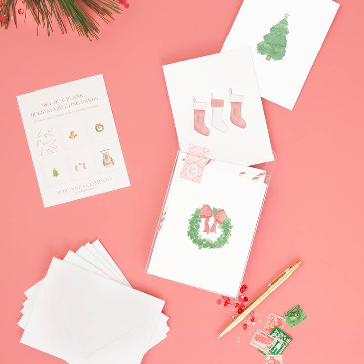 Watercolor Holiday Greeting Card Box Set for wholesale by Korynne and Company