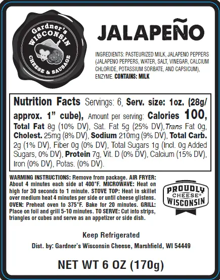 Gardner's Wisconsin Cheese and Sausage - Wholesale Cheese - Jalapeno Oven-Baked Cheese4