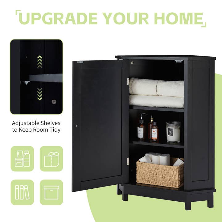 Orange County Decor - Wholesale Cabinet - Black Bathroom Cabinet Triangle Corner Storage Cabinet With Adjustable Shelf Modern Style Mdf Board Black Mdf9