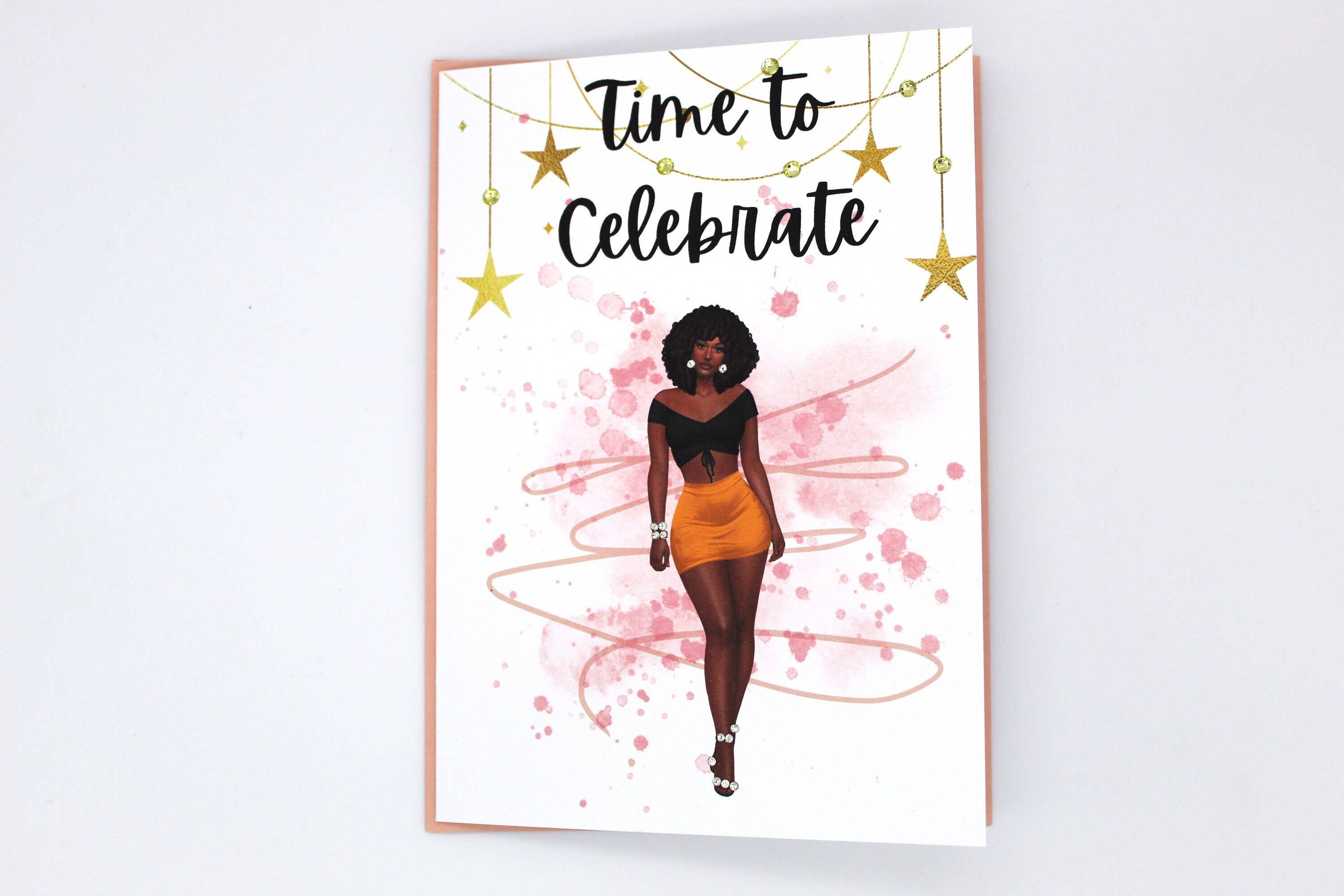 Simply Created - Vente Cartes d'anniversaire - Carte d'anniversaire afro-américaine, carte de vœux faite à la main pour femme noire, femme noire, nom personnalisé pour elle, vierge, cadeau pour une amie, bling1