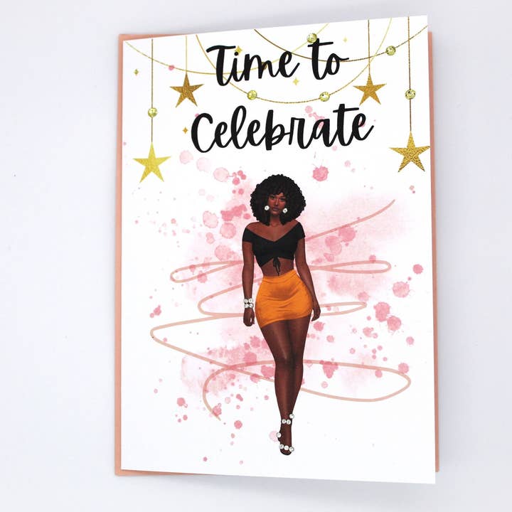Simply Created - Vente Cartes d'anniversaire - Carte d'anniversaire afro-américaine, carte de vœux faite à la main pour femme noire, femme noire, nom personnalisé pour elle, vierge, cadeau pour une amie, bling1