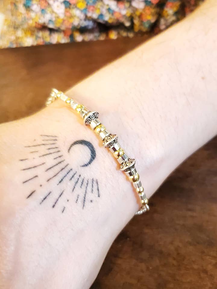 Armbånd, blandede metaller perle & kæde, Ursa for engroshandel hos Jezabel Adornment