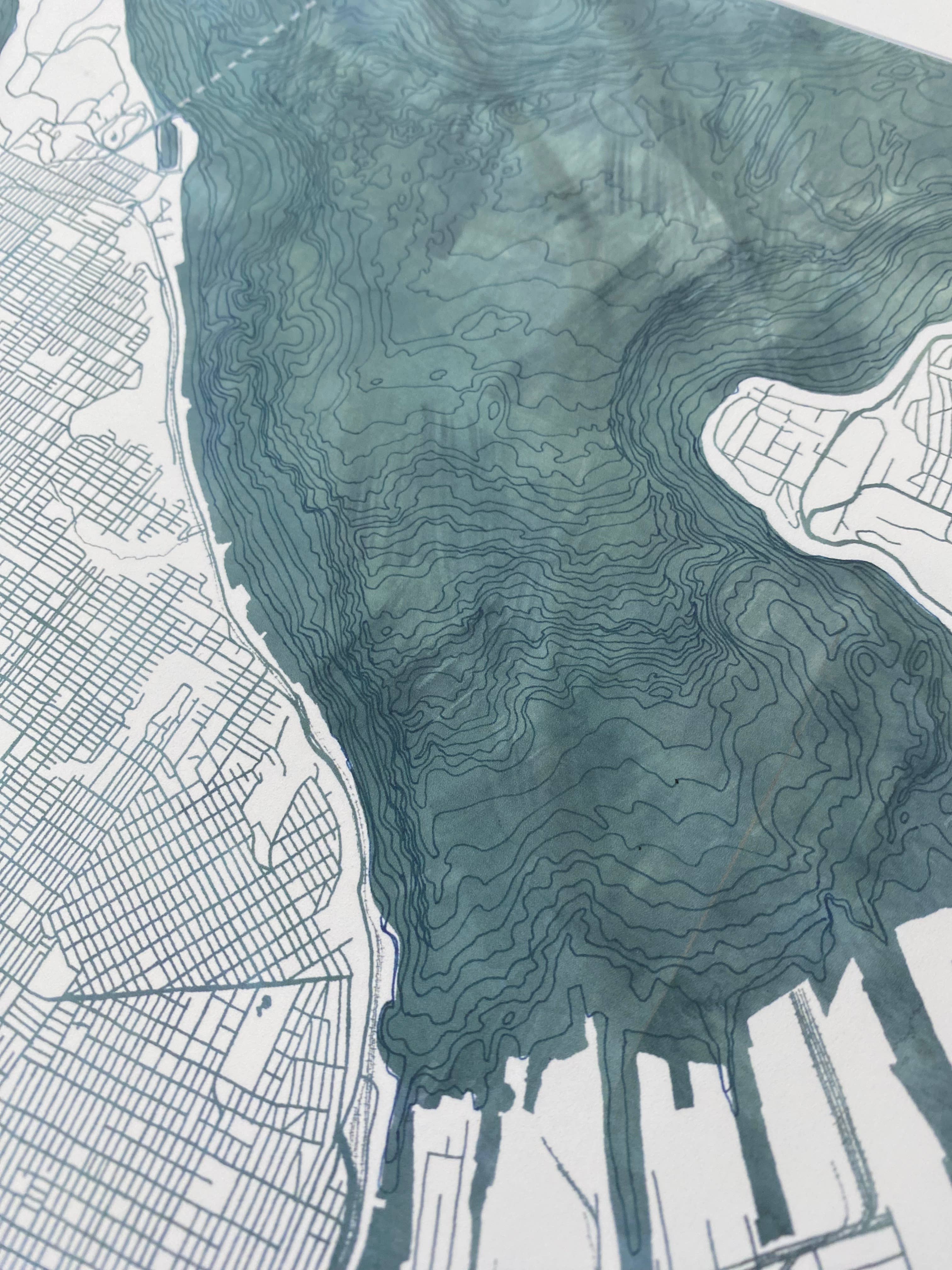 Turn-of-the-Centuries - Wholesale Art Print - Tacoma Washington Water Map-drawing PRINT2