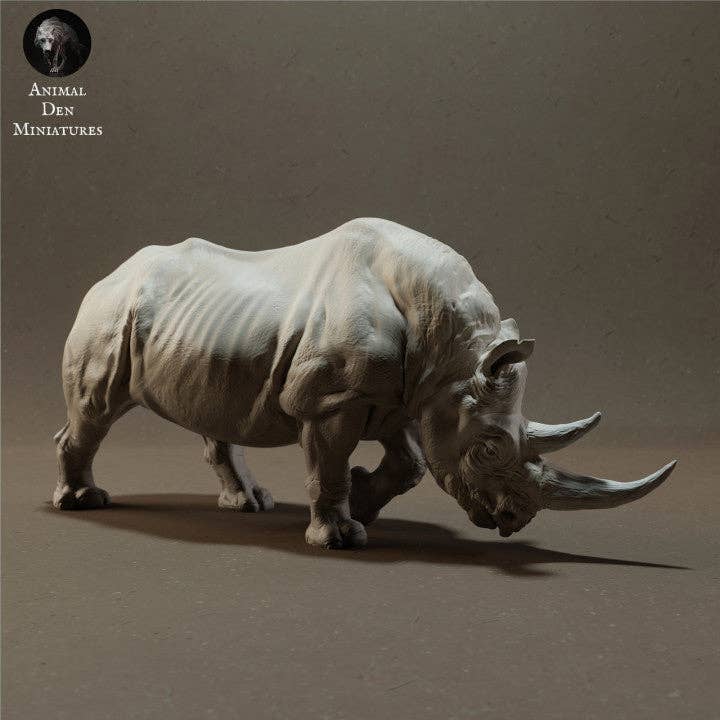 Rhino - Figurine à l'échelle 28mm et 32mm pour jeux de table par Animal Den Miniatures (1 animal) pour la vente par The Scale Grail