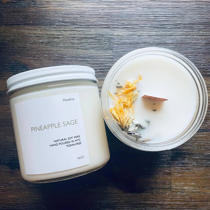 MoreFireNYC - Vente Bougies piliers - Sauge Ananas | Bougie Propre | Coulée à la Main1