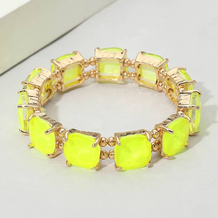 Sensibling Corp. – wholesale Länkar och kedjearmband – Cushion Square Stone Stretch Aftonarmband37