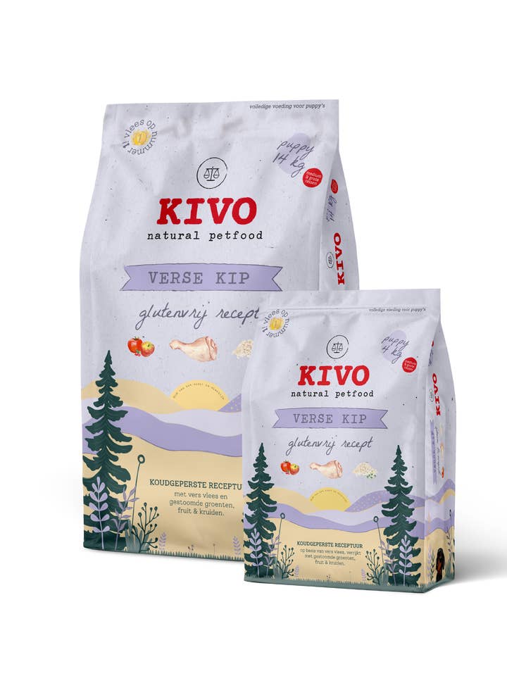 Crocchette Fresh Chicken per cuccioli - spremute a freddo - senza glutine per la vendita all'ingrosso da parte di Kivo Petfood