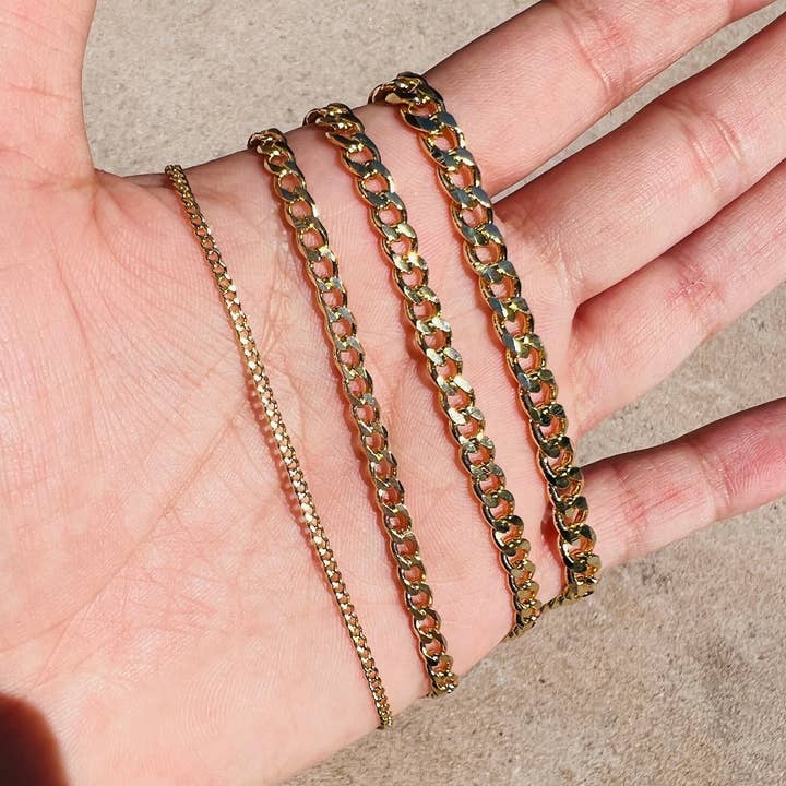 Wholesale 2mm Curb Gold Filled Chains, 18KT Gold Filled Cuban Link Chain, Thin Curb Chain, Bulk Wholesale Curb Chain, Mens Gold Chain Wholesale for wholesale by The Bead Bazaar