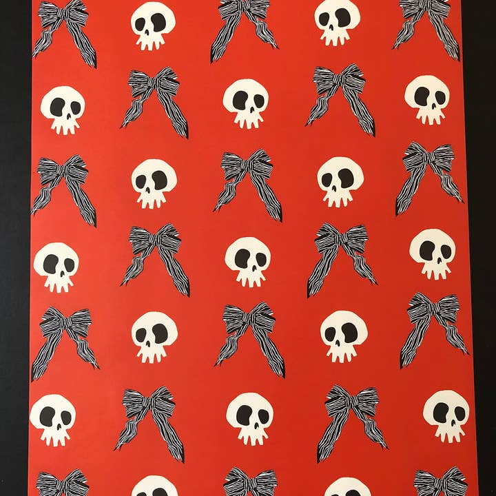 Skelly Paper Co. - Wholesale Flat Wrap - Skull & Bows Wrapping Paper3