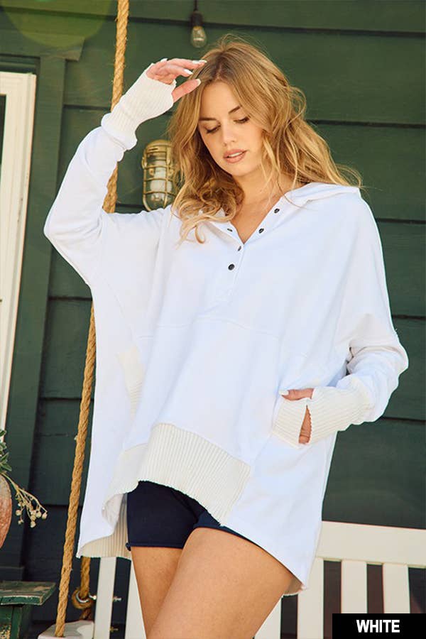 BUCKETLIST INC – wholesale Hoodie – Women's – IT1160B French Terry Oversized Solid Hoodie Top9