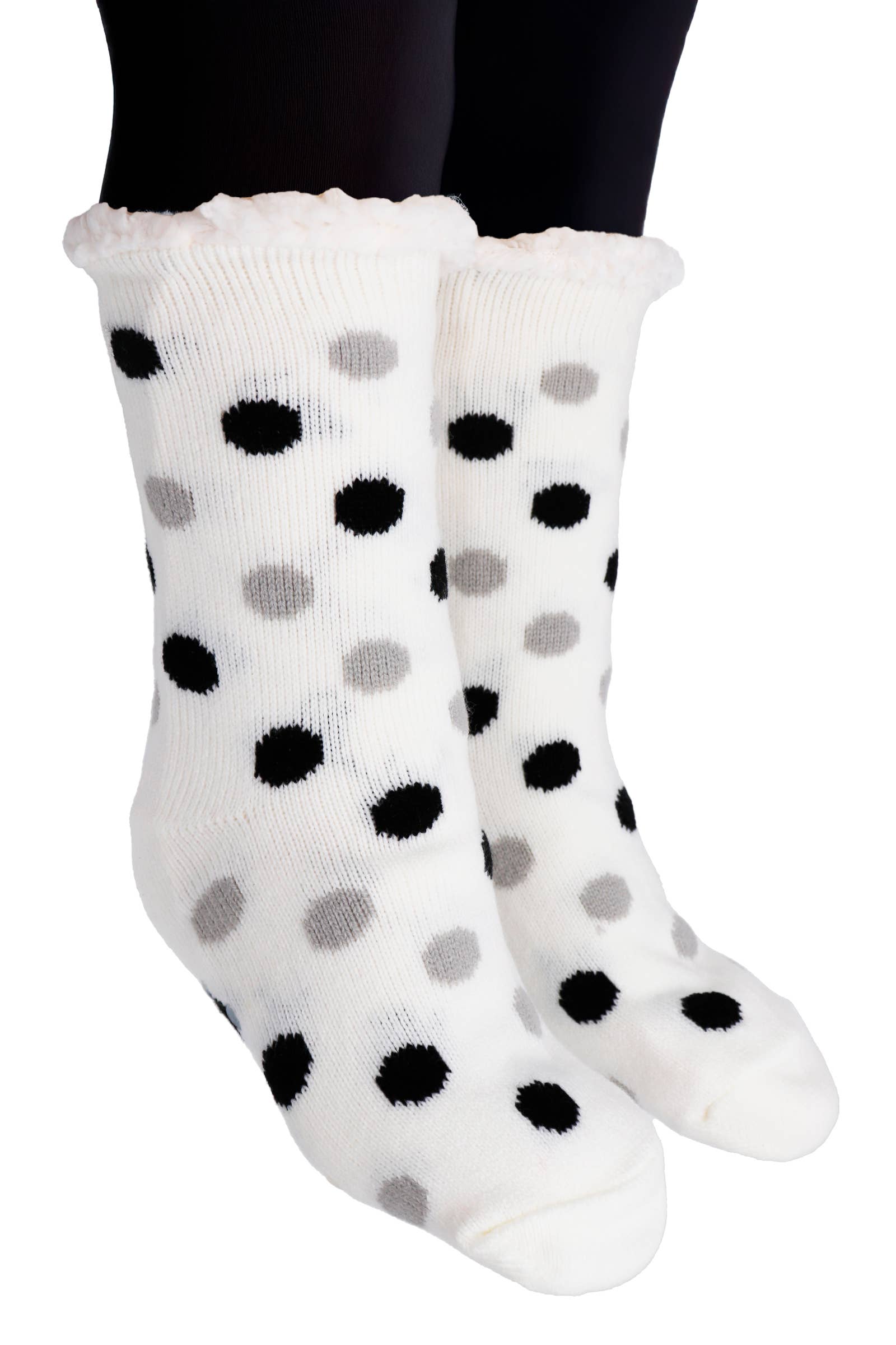 Cap Zone – wholesale Socks – Women's – Polka Dot Frenzy Fuzzy Fleece Cozy Lounge Socks2