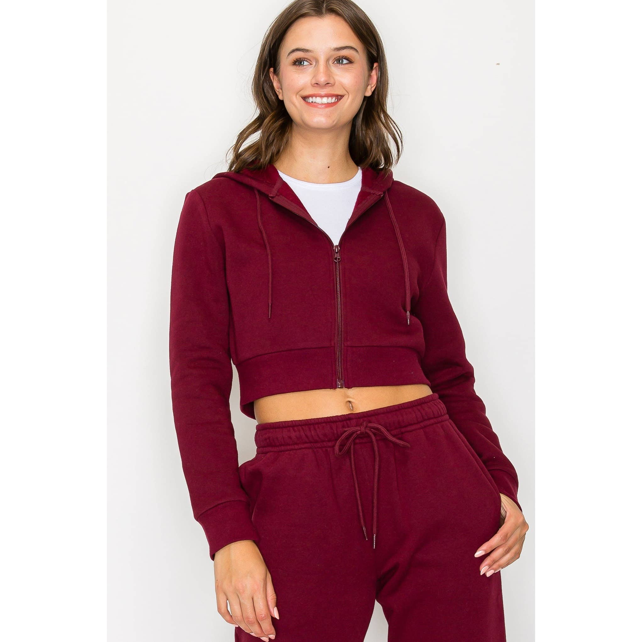 UP CLOTHING - Wholesale Hoodie - Women's - Cropped Fleece Zip Up Hoodie Jacket9