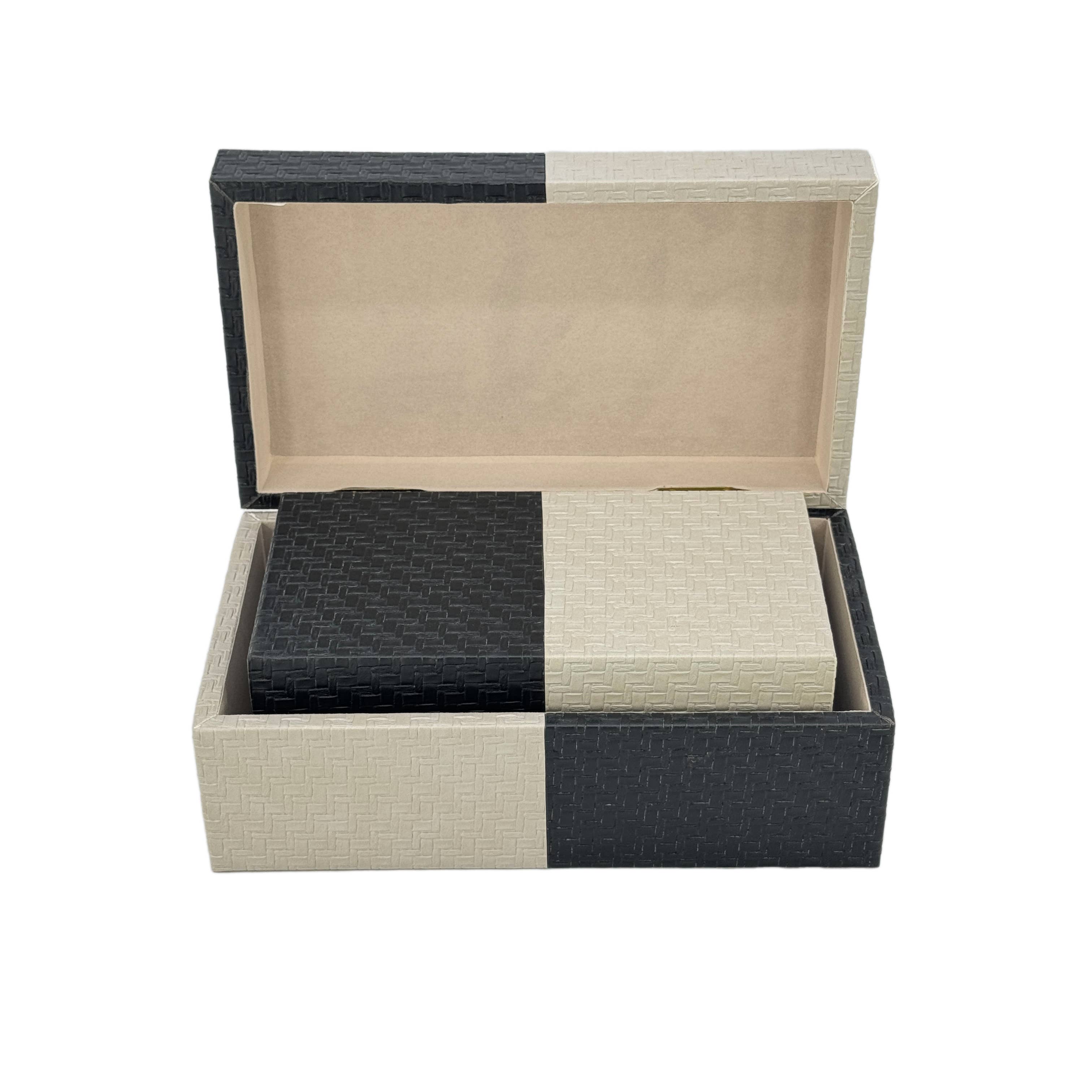 Galt International Company - Vente Boîtes décoratives - Coffret décoratif bicolore en cuir végétalien11