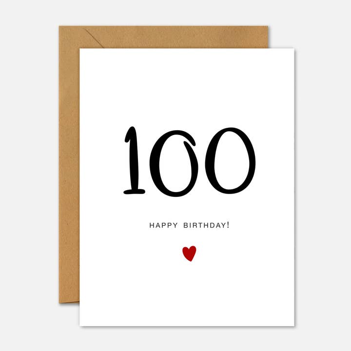 100. Geburtstagskarte - Meilenstein Geburtstag Handschrift Rotes Herz für den Großhandel von Footnotes