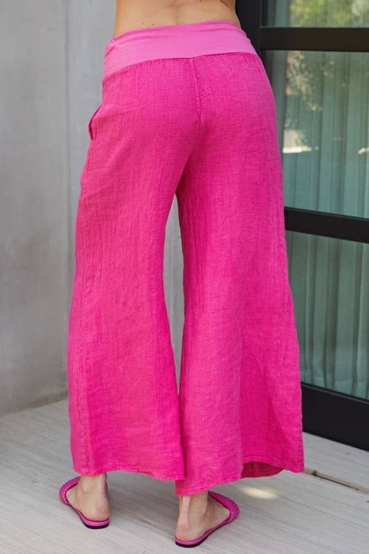 VENTI6 - Wholesale Pants - Women's - SOLID LINEN STRETCH WAISTBAND PANTS (8730-SOLID)16