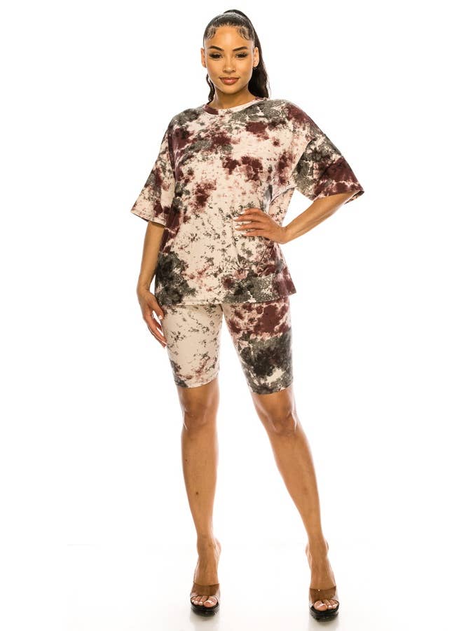 2 Pcs Active Graphic Print Top and Shorts Set for wholesale by Lime All the Time