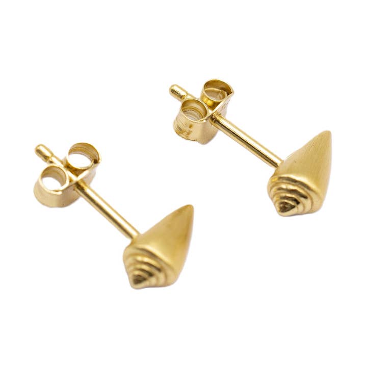 Stud earrings conch 925 silver matte gold-plated 10 x 5 mm for wholesale by Janusch