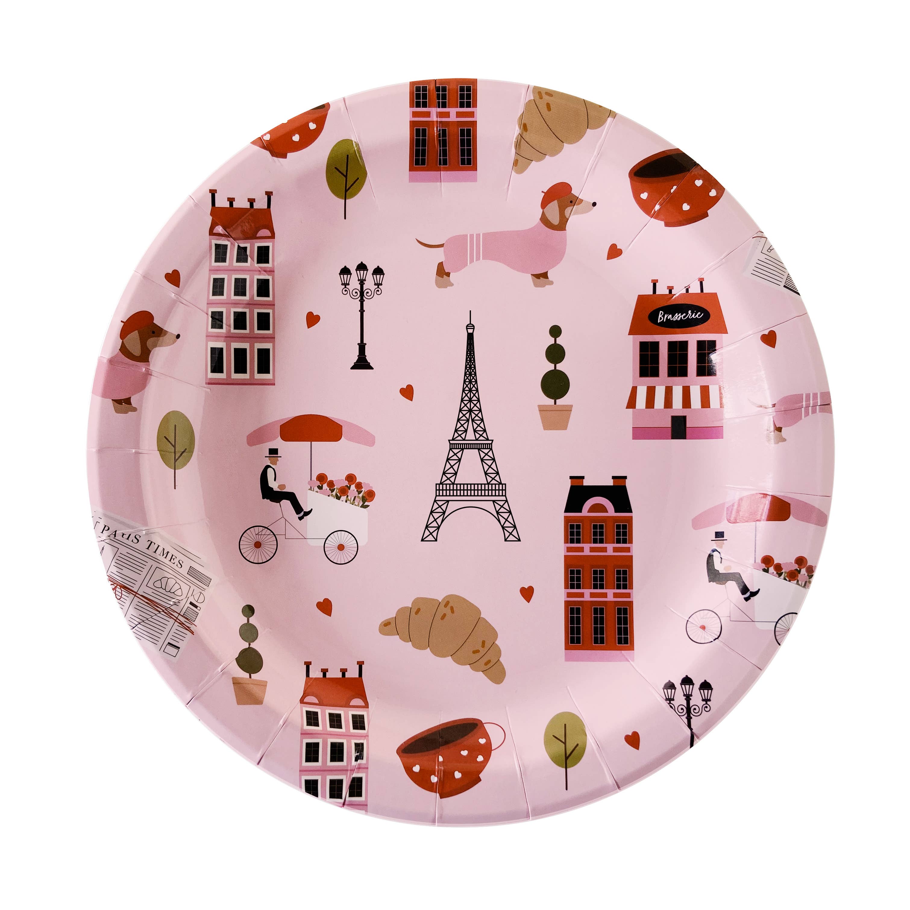 Spaghetti & Meatballs - Wholesale Disposable Plate - Paper Plates - Paris Valentine's Day Design 2