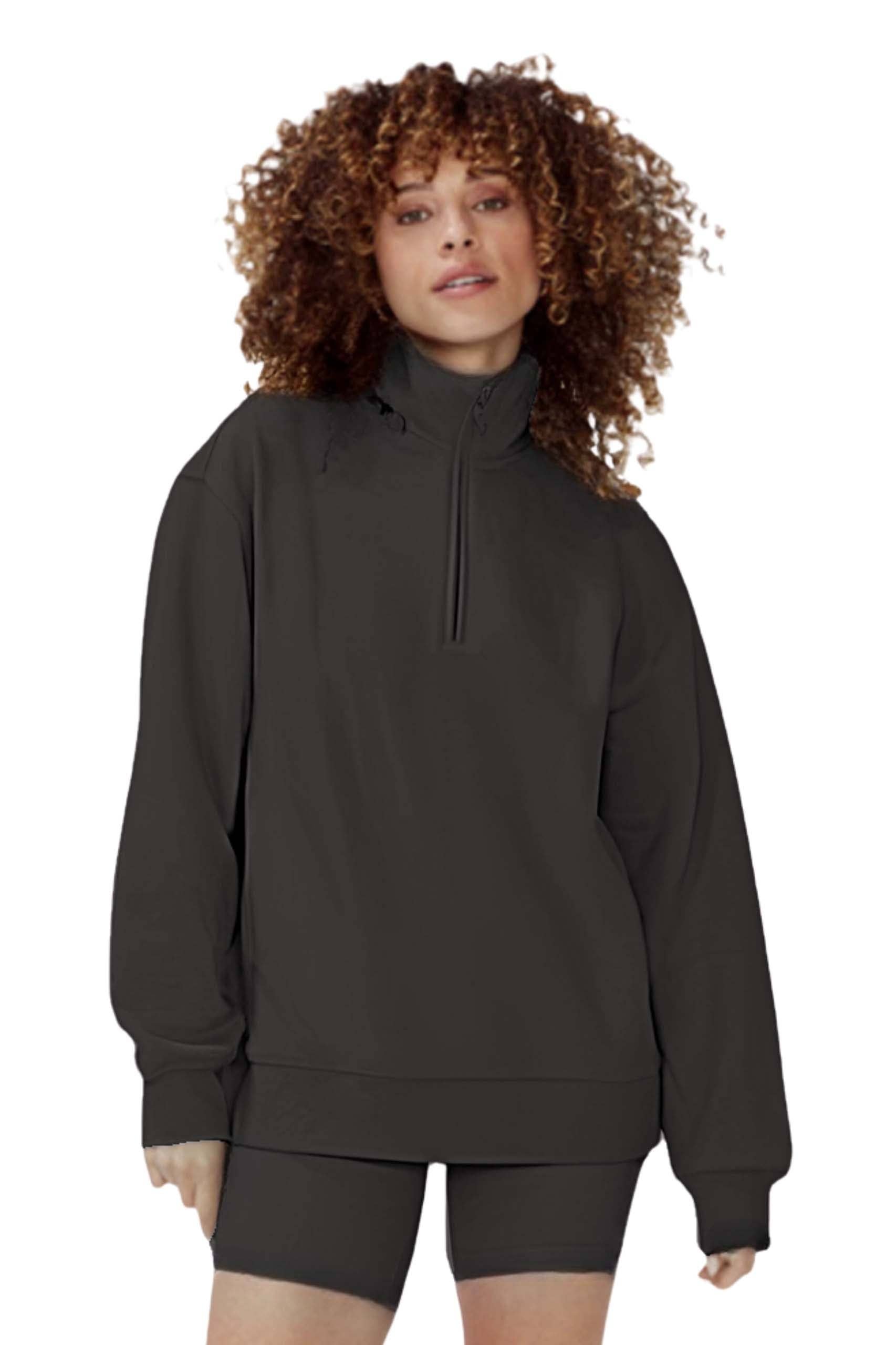 Good Stuff Apparel - Wholesale Sweatshirt - Women's - Women's Long Sleeve Half Zip Sweatshirt Fleece Oversized Pullover Sweater3