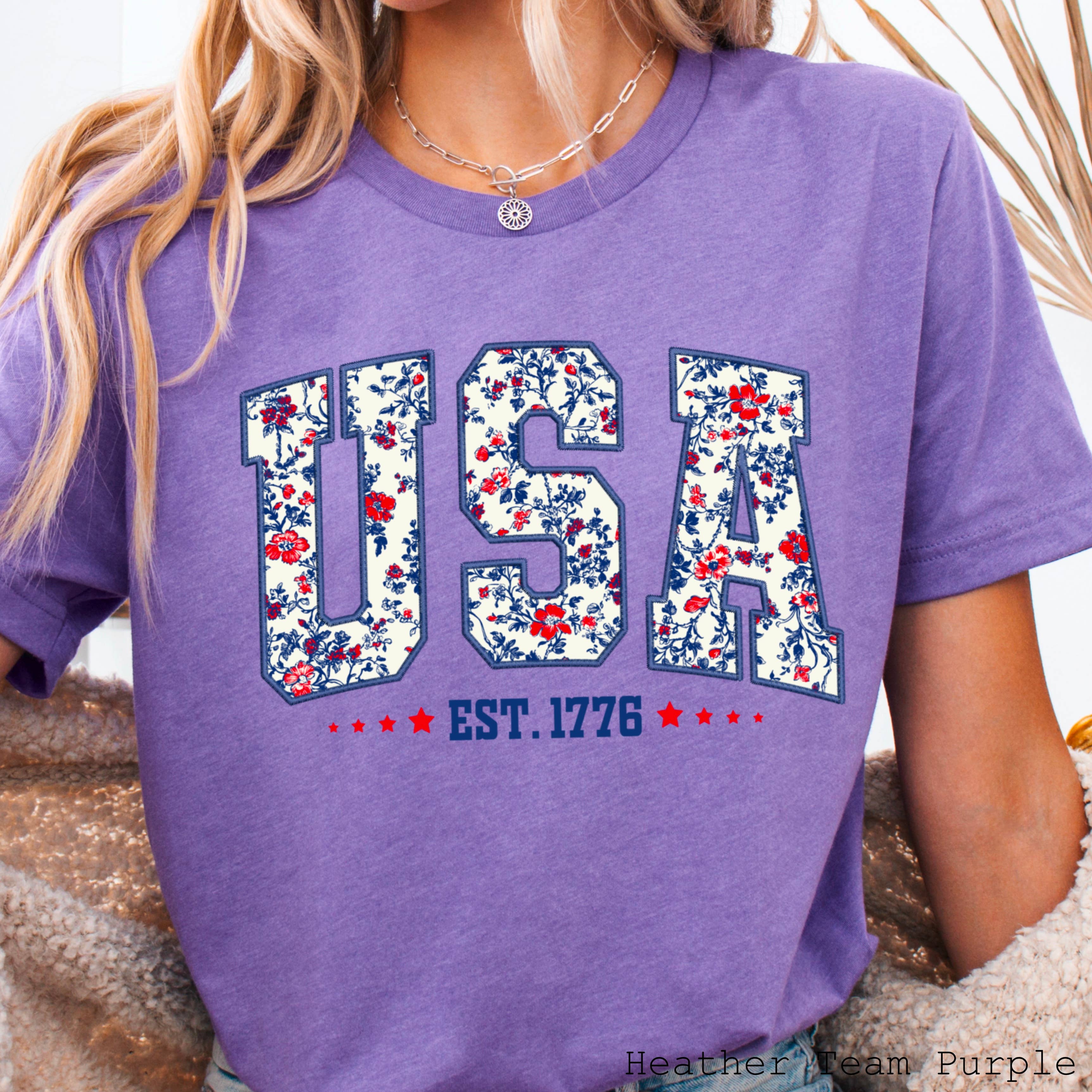 Shoppe SHC – wholesale T-shirt (graphic) – women's – July 4th Graphic Tee | Floral USA  | Bella Canvas 6