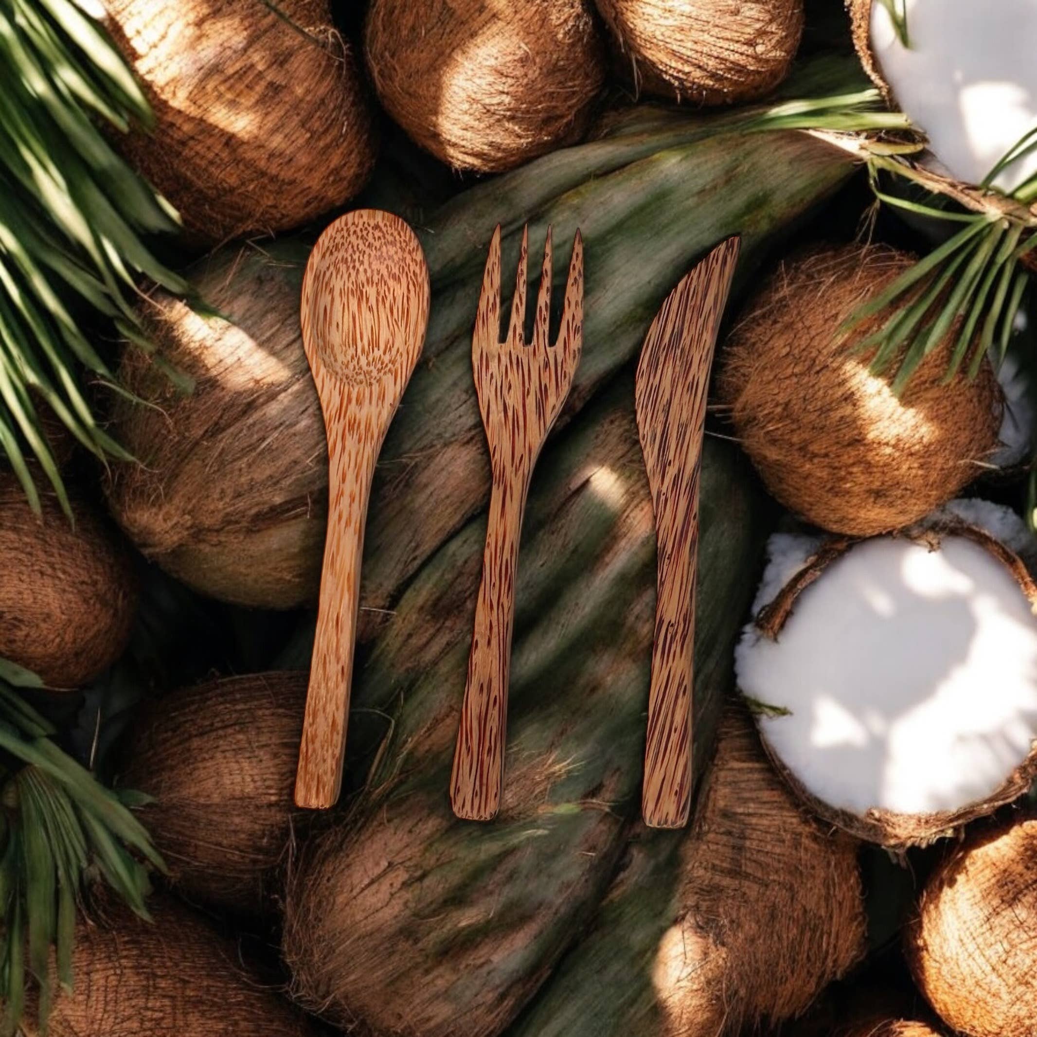 Bamboo Switch - Wholesale Assorted Cutlery Set - Coconut Cutlery Utensil | Fork, Knife, Spoon4