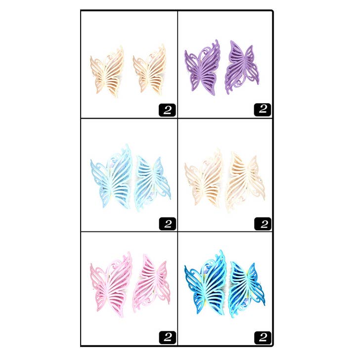 Sensibling Corp. - Wholesale Haarclip - Dames - 12ST - Glanzende Vlinder Haarclip Klemmen