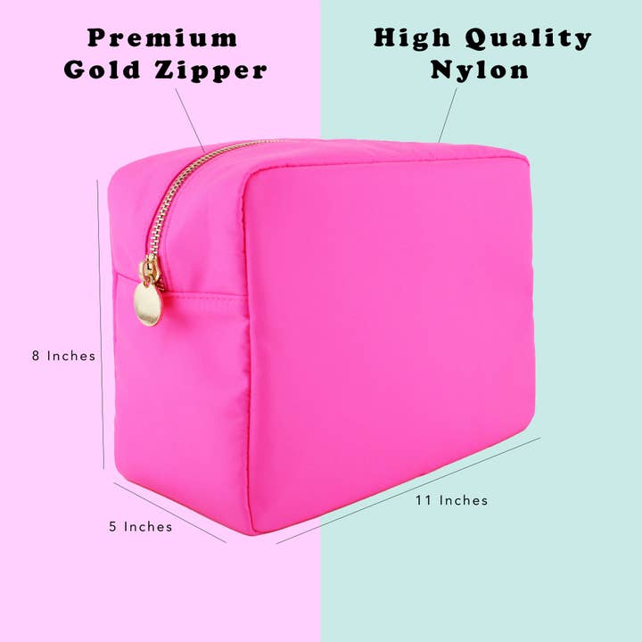 Dancour – wholesale Sminkväska – DANCOUR Stor Sminkväska - Nylon Kosmetisk Påse - Varm Rosa