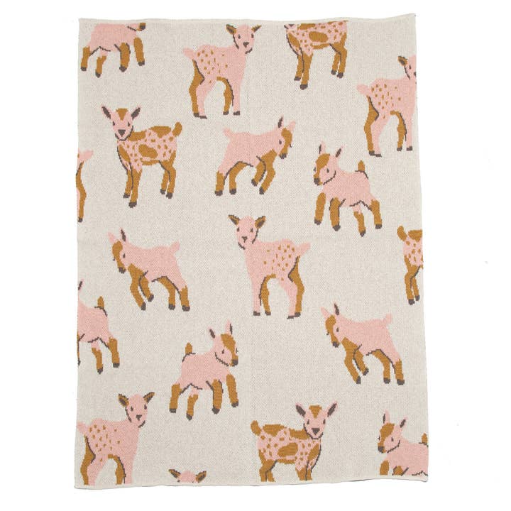 In2Green - Wholesale Bedding blanket – Kids & Baby - Baby Cotton Knit Blanket - Goat