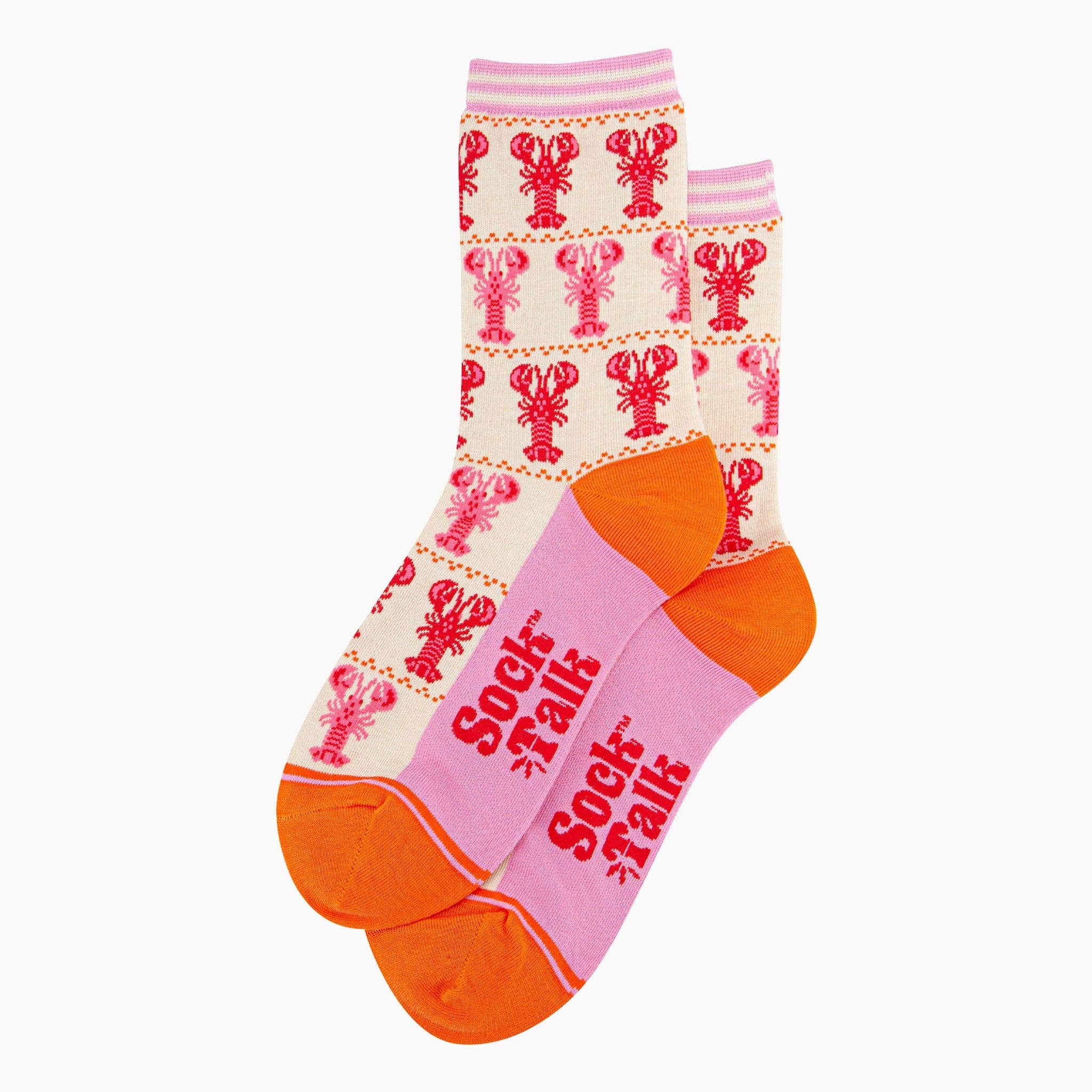 Sock Talk – wholesale Socks – Women's – Women's Bamboo Socks - Cream, Lobster Stripes1