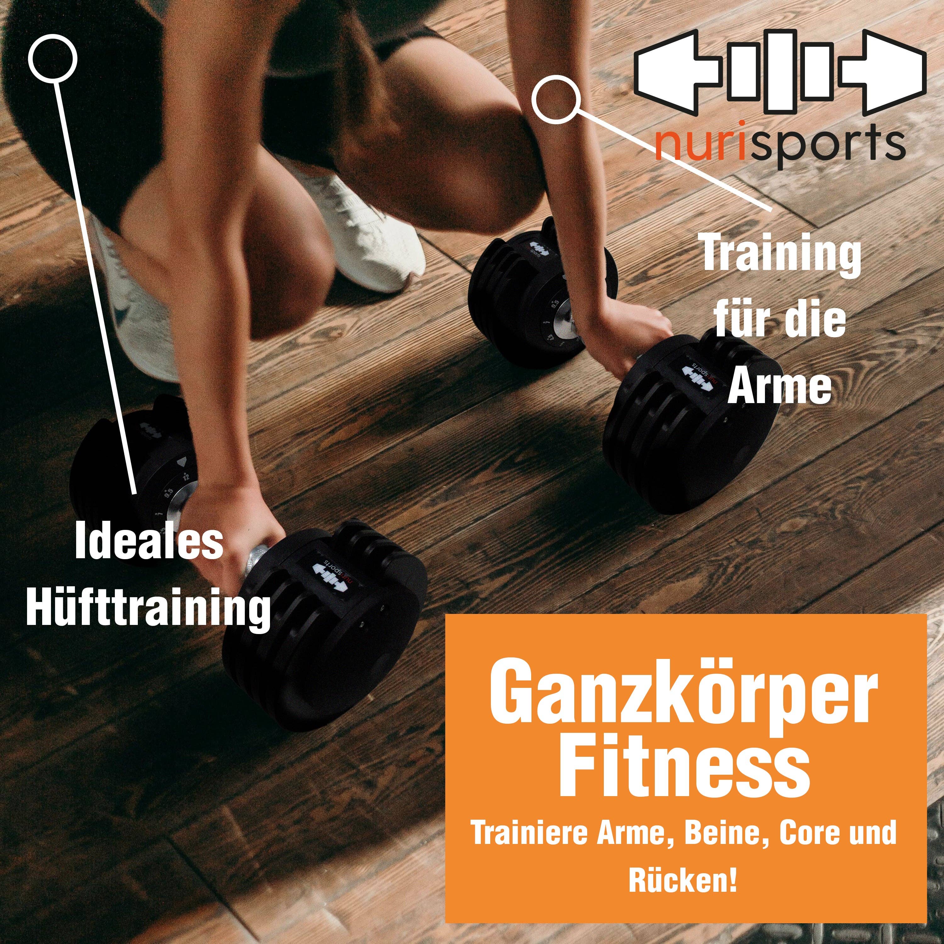 Close Up GmbH - Wholesale Fitness Equipment - nurisports Set 2 adjustable dumbbells 2 kg - 12 kg3
