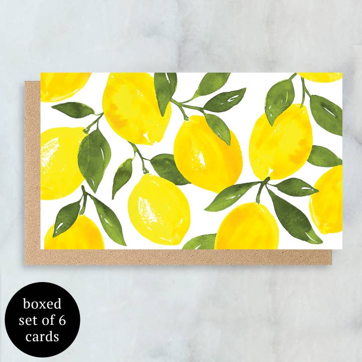 Lemon Mini Cards- Boxed Set of 6 | Blank Everyday for wholesale by Abigail Jayne Design