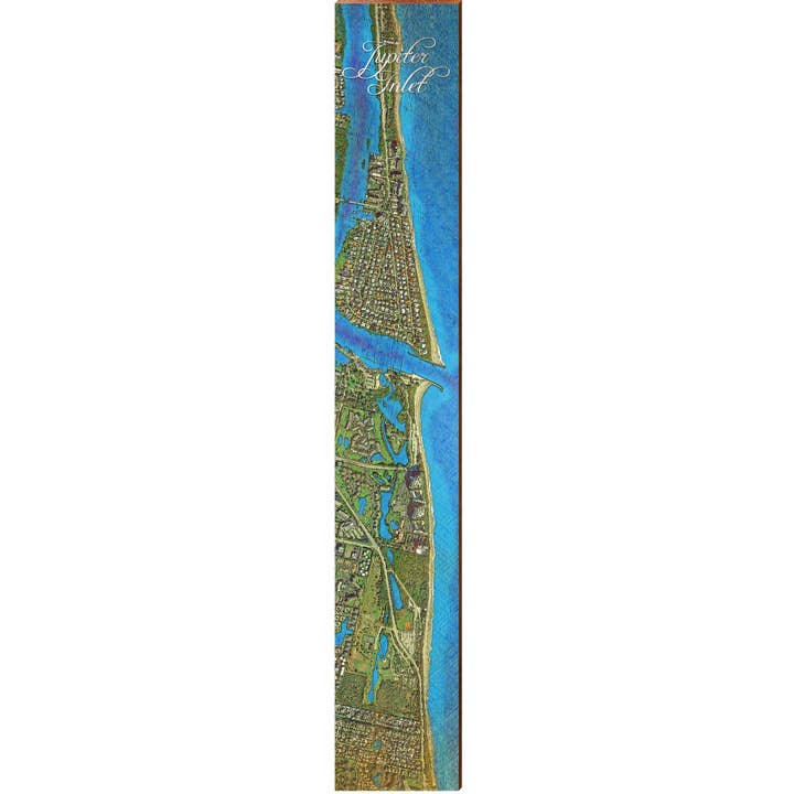 Jupiter Inlet, Florida Satellite Styled Map Large Wall Art | Wall Art Print on Real Wood for wholesale by Mill Wood Art