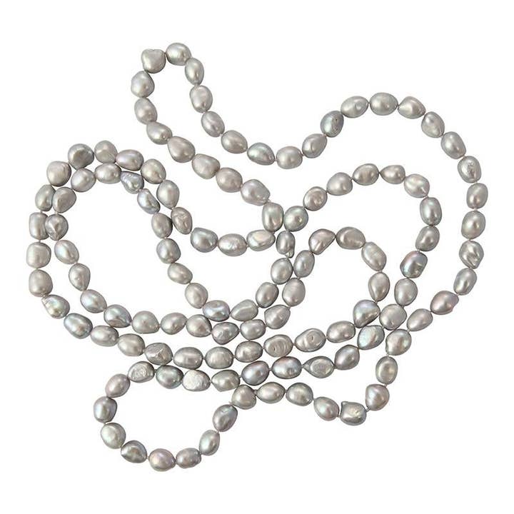713-07-LONG | 36" GRAY BAROQUE ROPE NECKLACE for wholesale by Girl With A Pearl