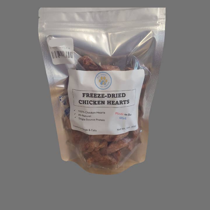 Freeze-Dried Chicken Hearts for wholesale by P.S. Paws Pet Bakery