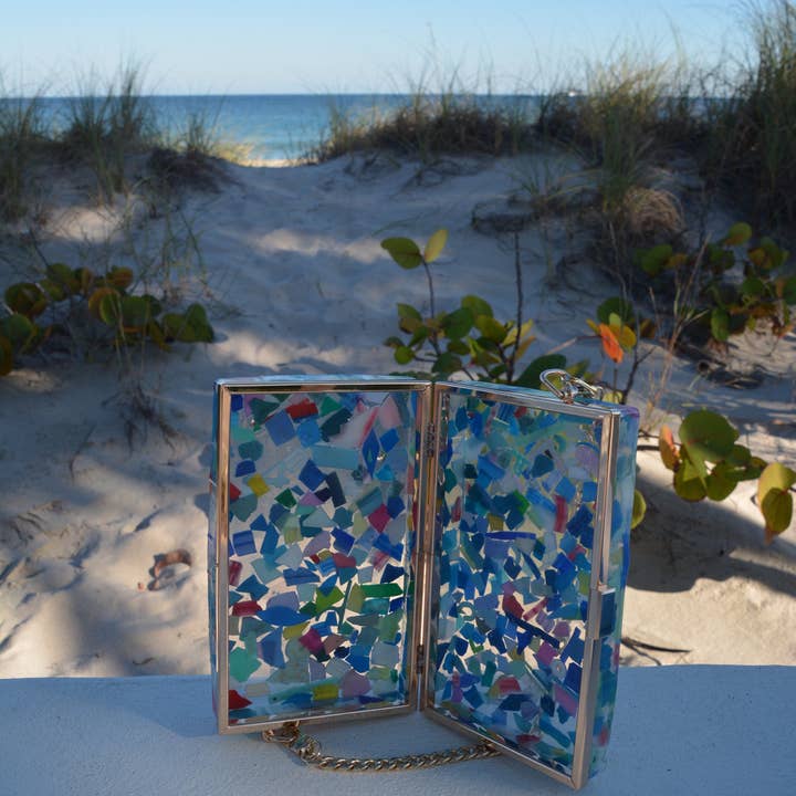 Ocean Plastics - Wholesale Clutch Bag - Women's - Statement clutch made from ocean plastic, purse made of micro plastic, colorful evening bag, recycled eco-friendly fashion, something blue8